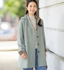 ルフラン（ルフラン）の「ウール混チェックフーディーコート（ハーフコート）」