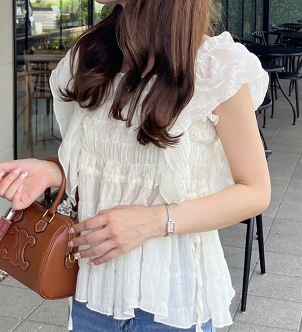 GeeRA（ジーラ）の「フリルシャーリングブラウス（ブラウス）」｜詳細画像