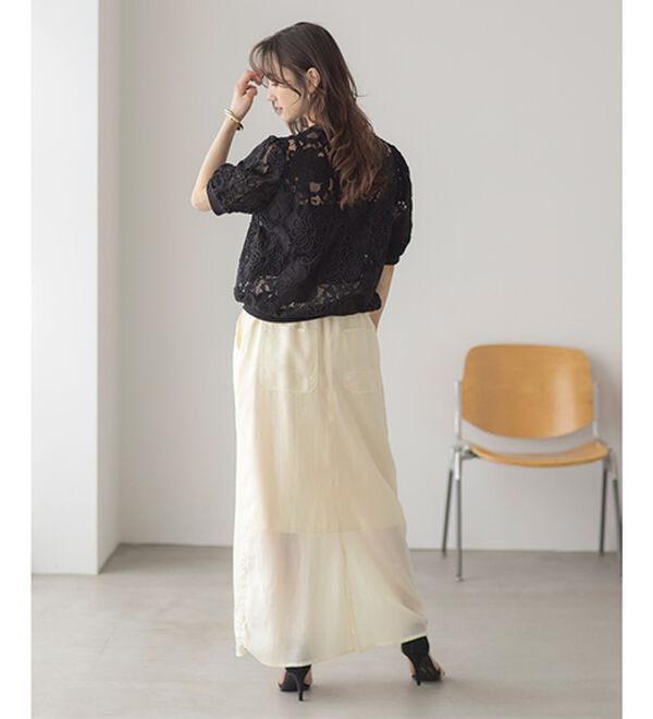 RANAN（ラナン）の「シアー素材ドロストカーゴスカート（ロングスカート）」｜詳細画像