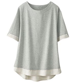 BELLUNA（ベルーナ）の「抗菌防臭汗じみ対策重ね着風プルオーバー（カットソー）」｜杢ライトグレー