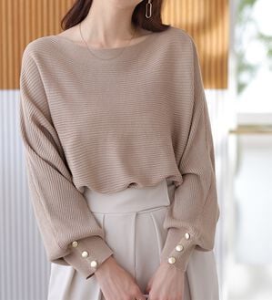 GeeRA（ジーラ）の「【長袖】袖ボタン付ドルマンニットトップス（ニット・セーター）」｜詳細画像