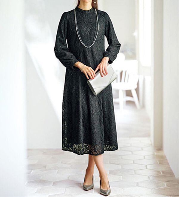 ハイネックデザインレースワンピース - ベルーナ【公式】