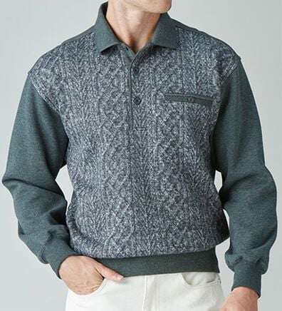 「【２色組】ぬくもりの上品ポロ衿トレーナー（メンズトレーナー）」