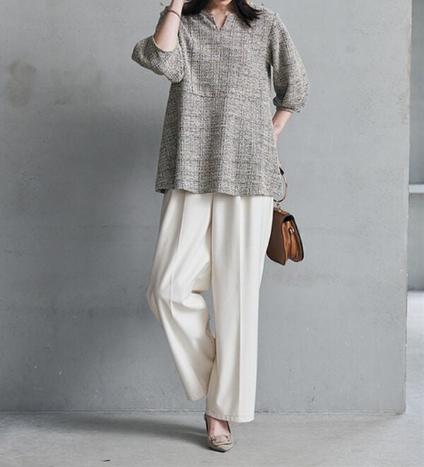 RANAN（ラナン）の「カットツイードペプラムブラウス（カットソー）」｜詳細画像