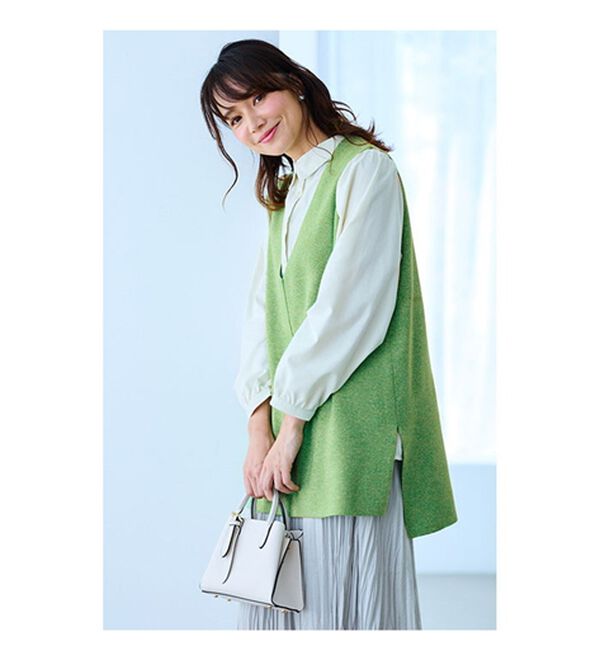 BELLUNA（ベルーナ）の「エコ素材シンプルロングニットベスト（ベスト）」｜詳細画像