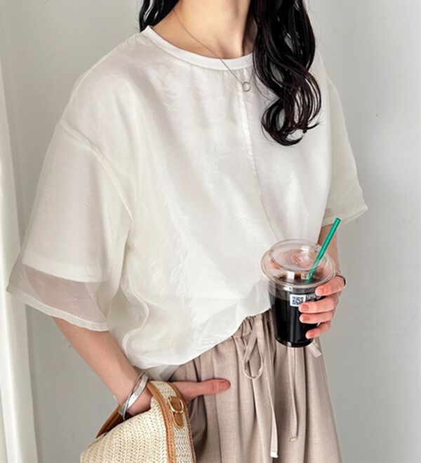 GeeRA（ジーラ）の「オーガンジーレイヤードＴシャツ（カットソー）」｜詳細画像