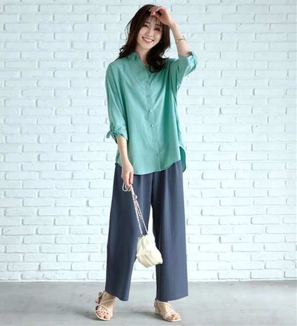 BELLUNA（ベルーナ）の「【吸水速乾】イージーケア！袖リボンシャツチュニック（チュニック）」｜詳細画像