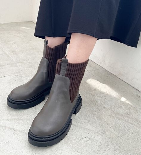 PG♡リブニットショートブーツ22.5