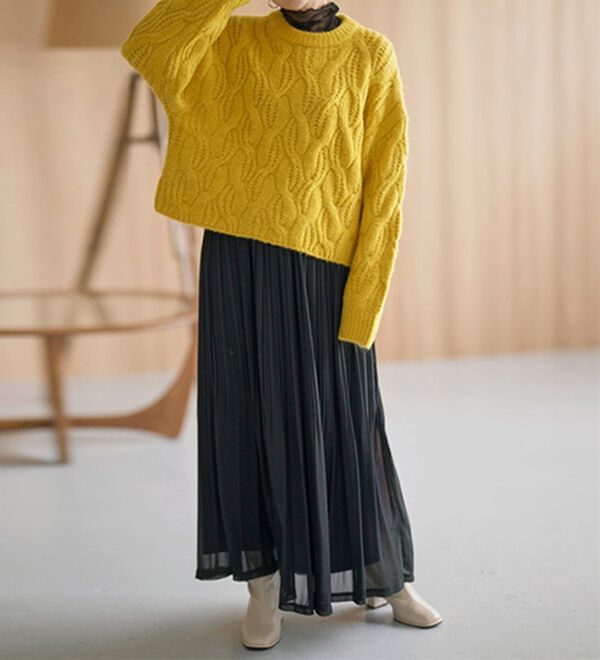 RANAN（ラナン）の「ビッグケーブル短丈ニット（ニット・セーター）」｜詳細画像