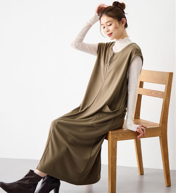 Viola e Viola（ヴィオラ エ ヴィオラ）の「なめらかポンチ　Iラインジャンスカ（ジャンパースカート）」｜詳細画像