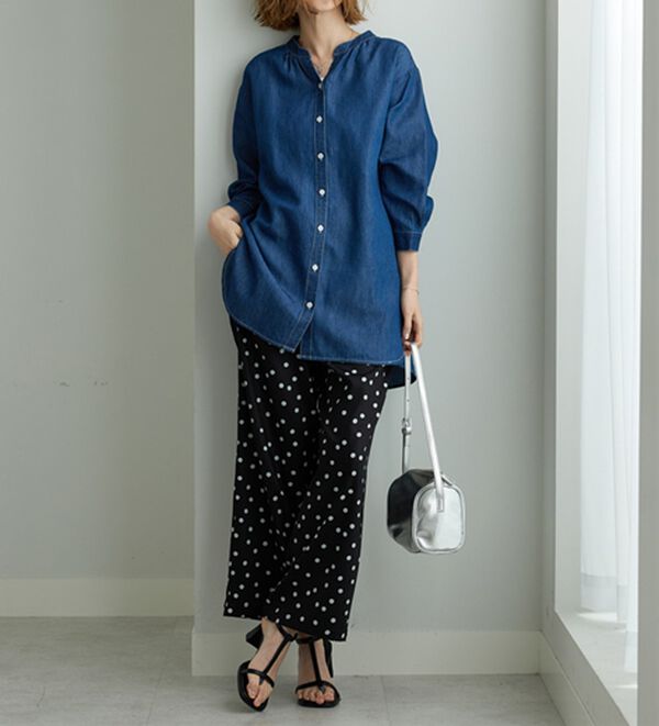 BELLUNA（ベルーナ）の「やわらかデニム素材シャツチュニック（チュニック）」｜詳細画像