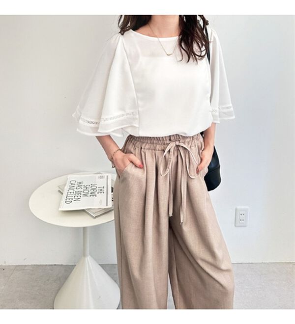 GeeRA（ジーラ）の「シアー切替フレアー袖Ｔブラウス（ブラウス）」｜詳細画像