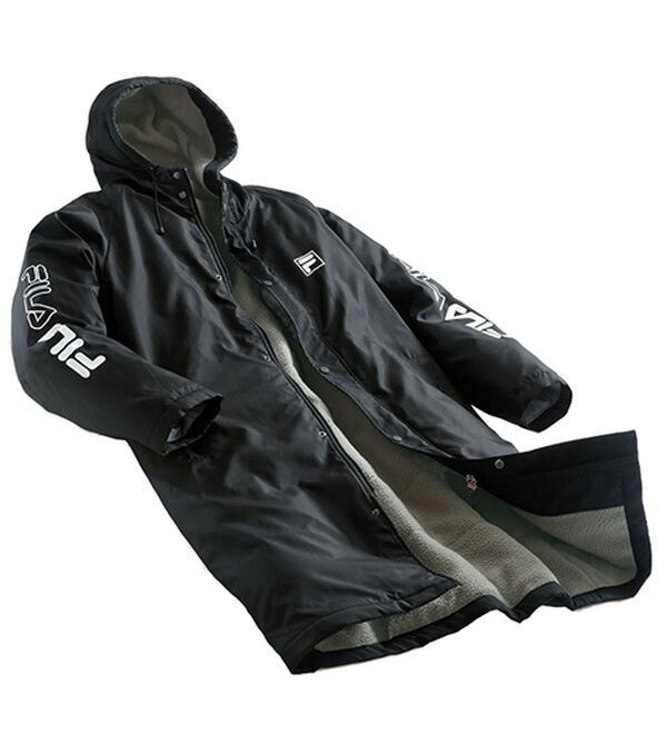 「＜フィラ＞ハイブリッドダウン裏ボアベンチコート（メンズコート）」｜ブラック