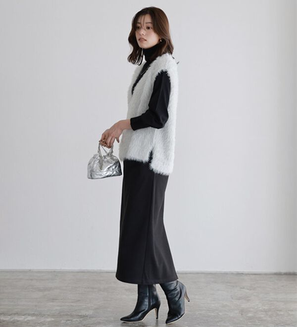 Pierrot（ピエロ）の「丈と柄が選べるカシミヤタッチＩラインスカート（ロングスカート）」｜詳細画像