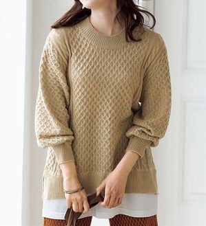 BELLUNA（ベルーナ）の「１枚でコーデが完成！重ね着風プルオーバー（ニット・セーター）」｜詳細画像