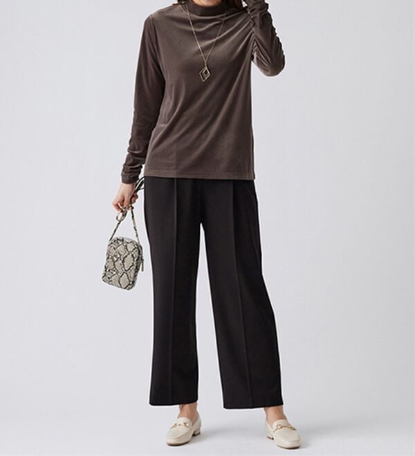 BELLUNA（ベルーナ）の「艶やかシアーベロア袖シャーリングプルオーバー（カットソー）」｜詳細画像