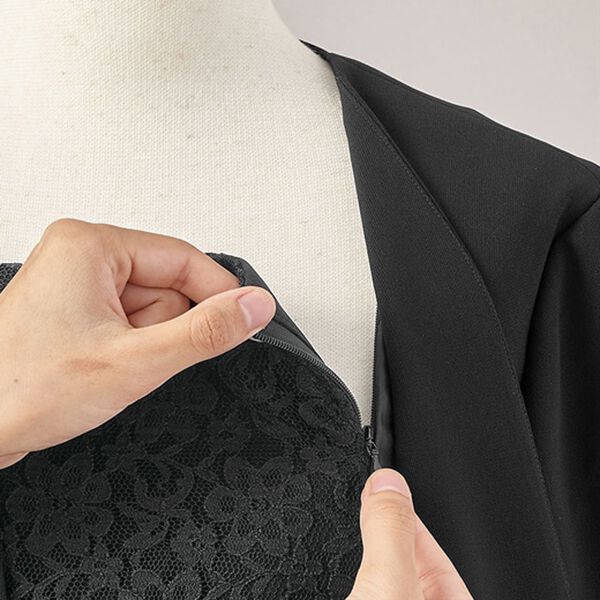 BELLUNA（ベルーナ）の「【４点セット】オールシーズン対応！洗えるストレッチ素材ロングジャケット４点セット（ドレスレット付）（ブラックフォーマル（喪服・礼服））」｜詳細画像
