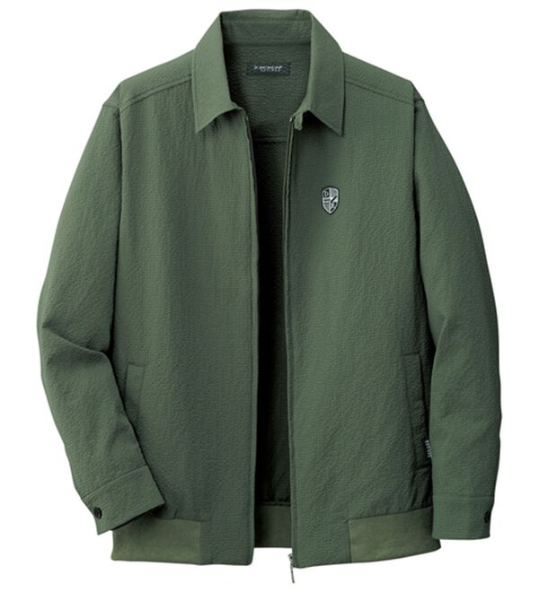 「＜ダンロップ・リファインド＞接触冷感サッカーブルゾン（メンズブルゾン）」｜カーキ