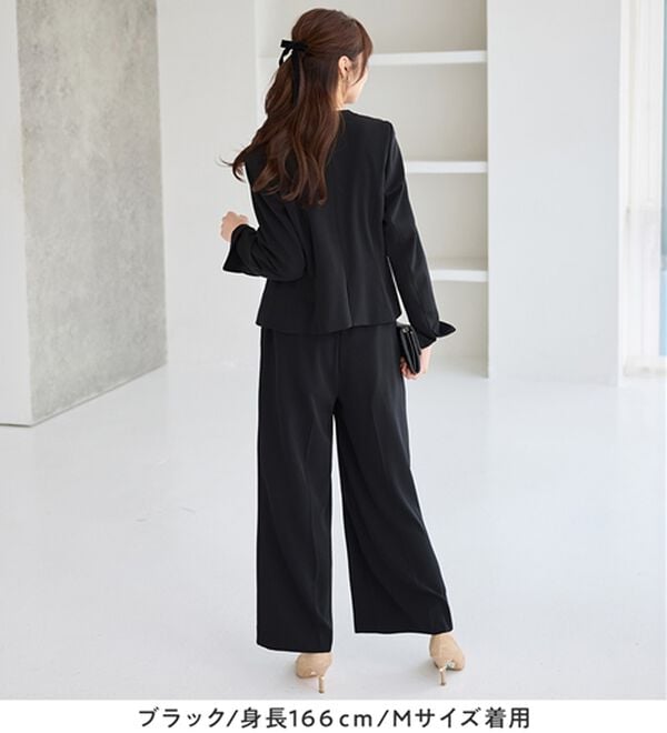 alotta（アロッタ）の「【ブラウス付き３点セット】洗える！多機能セットスーツ（パンツスーツ）」｜詳細画像