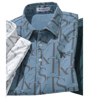 「＜ザ　ショップ　ティーケー＞接触冷感デザインポロシャツ（メンズポロシャツ）」｜サックスグレー