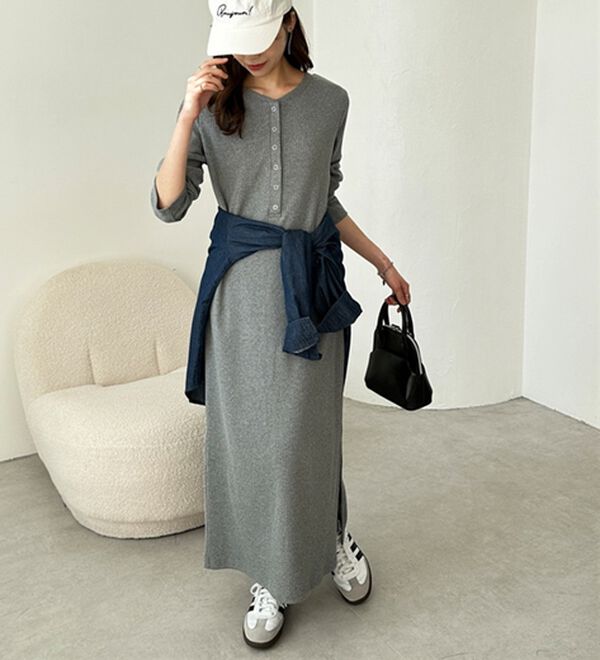 GeeRA（ジーラ）の「全骨格対応！前後2WAY細見えリブワンピース（カットソーワンピース）」｜詳細画像