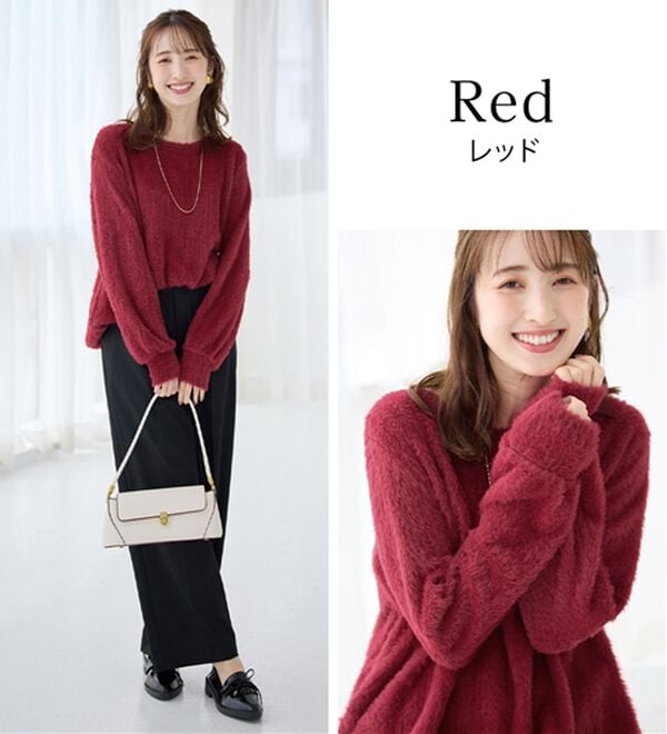 alotta（アロッタ）の「【見た目はニット、着心地はカットソー】フェザーカットソーゆるトップス（カットソー）」｜詳細画像