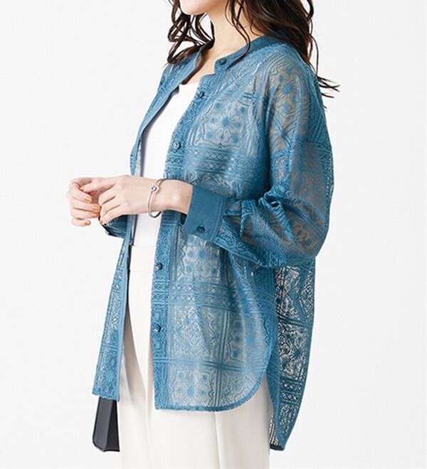 BELLUNA（ベルーナ）の「上品レース素材シャツチュニック（チュニック）」｜詳細画像