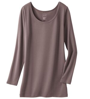 LAVIENNE（ラヴィエンヌ）の「＋５．２度のあったかインナー　ベリーヒート　クルーネック９分袖（肌着・インナーウェア）」｜モカ