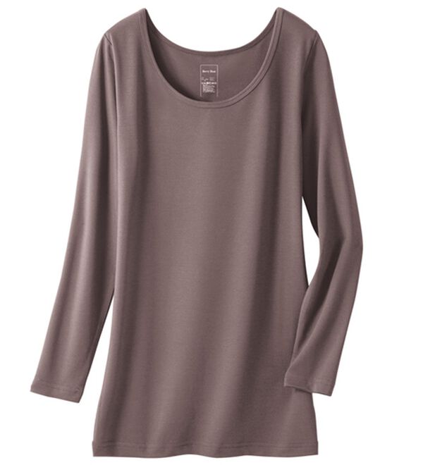 LAVIENNE（ラヴィエンヌ）の「＋５．２度のあったかインナー　ベリーヒート　クルーネック９分袖（肌着・インナーウェア）」｜モカ