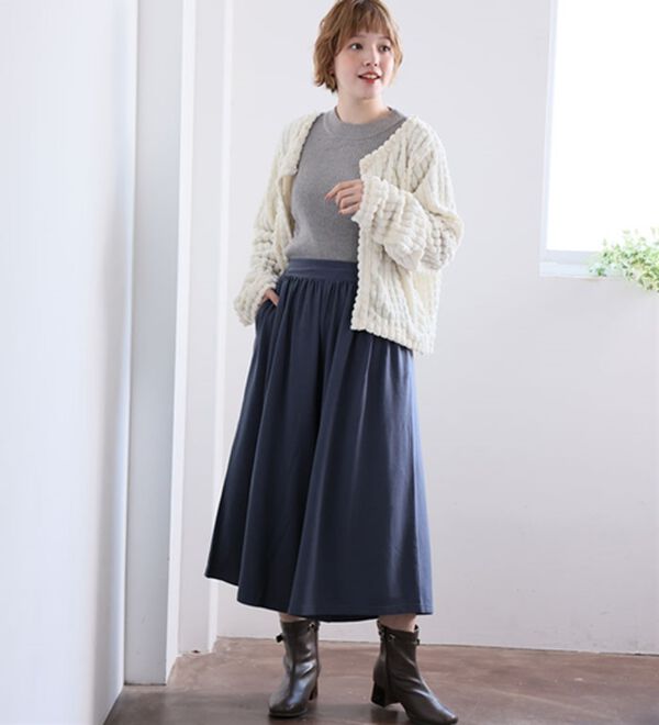 A HAPPY MARILYN（アハッピーマリリン）の「【大きいサイズ】【Ｌ～６Ｌ／選べる丈】【裏起毛】暖かいのに着ぶくれない！身長別で選べる温柔ワイドパンツ（ワイドパンツ・ガウチョ）」｜詳細画像