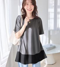Viola e Viola（ヴィオラ エ ヴィオラ）の「【接触冷感】なめらか上品カットソー配色切替Ａラインチュニック（チュニック）」