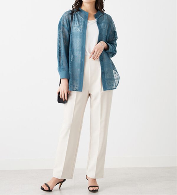 「上品レース素材シャツチュニック（チュニック）」｜詳細画像