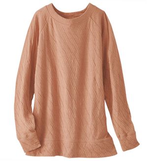 BELLUNA（ベルーナ）の「綿１００％柔らか接結プルオーバー（カットソー）」｜サーモンピンク