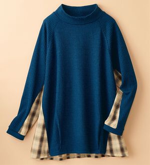 BELLUNA（ベルーナ）の「異素材重ね着風チュニック（チュニック）」｜ダークブルー