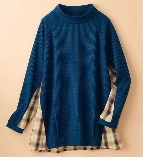 BELLUNA（ベルーナ）の「異素材重ね着風チュニック（チュニック）」｜ダークブルー