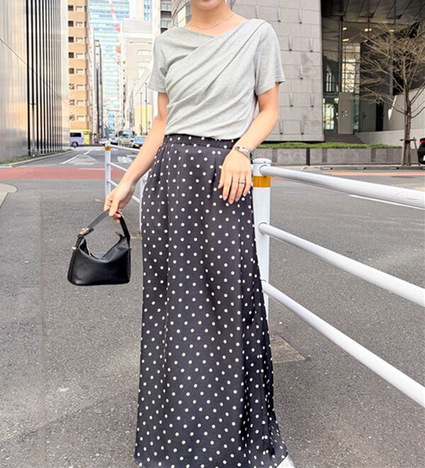 RANAN（ラナン）の「【新色追加】ひんやり上品ドレープリブTシャツ（カットソー）」｜詳細画像