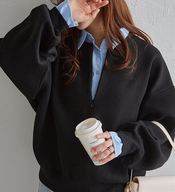 RANAN（ラナン）の「ハーフジップスウェットライクニット（ニット・セーター）」｜詳細画像