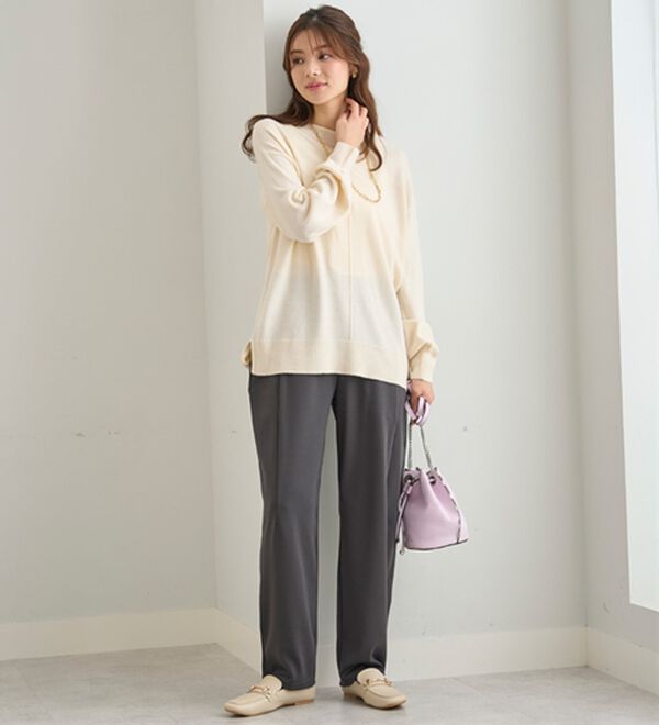 BELLUNA（ベルーナ）の「シュッと体型カバー！ワイドテーパード美脚パンツ（フルレングスパンツ）」｜詳細画像