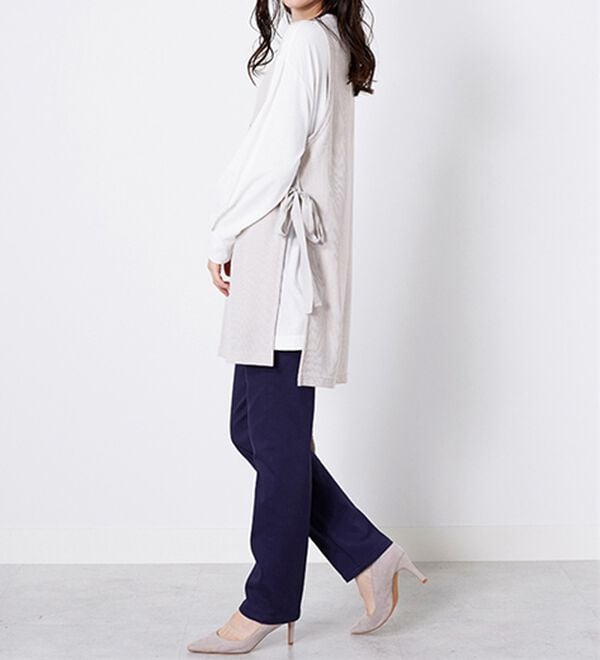 BELLUNA（ベルーナ）の「あぜ素材サイドリボン使いベストアンサンブル（アンサンブル）」｜詳細画像