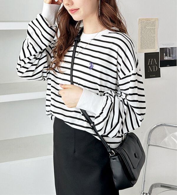 GeeRA（ジーラ）の「【Ｕ．Ｓ．　ＰＯＬＯ　ＡＳＳＮ．】配色ラインロンＴ（カットソー）」｜詳細画像