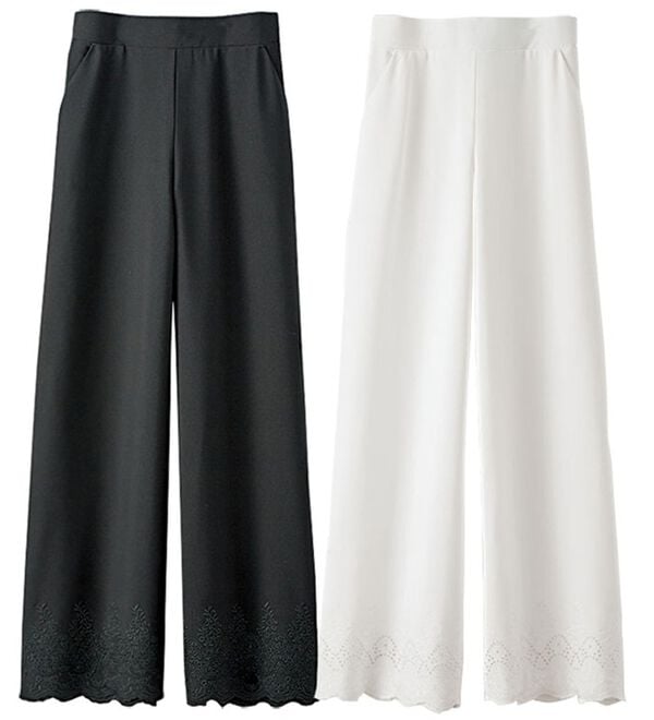 BELLUNA（ベルーナ）の「【２本組】裾レースワイドパンツ（フルレングスパンツ）」｜詳細画像