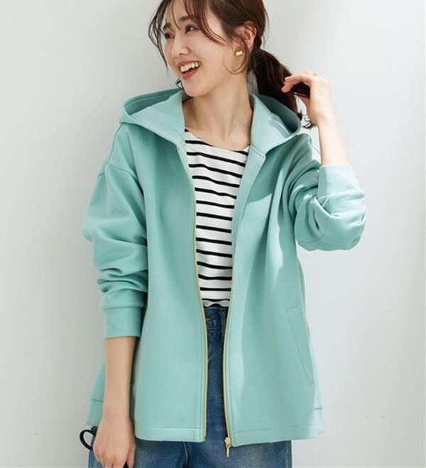 BELLUNA（ベルーナ）の「【快適Ｌａｂ．】とろみ素材裾タックパーカー（パーカー）」｜詳細画像