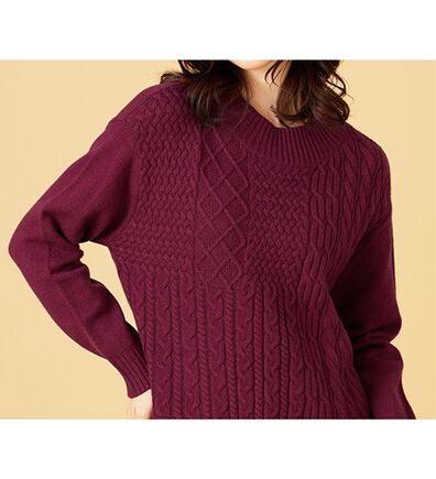 BELLUNA（ベルーナ）の「パッチワーク調ケーブルニットチュニック（チュニック）」