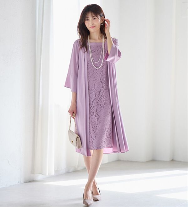 alotta（アロッタ）の「華やかレース使いアンサンブル風ワンピース（ワンピースセットスーツ）」｜詳細画像