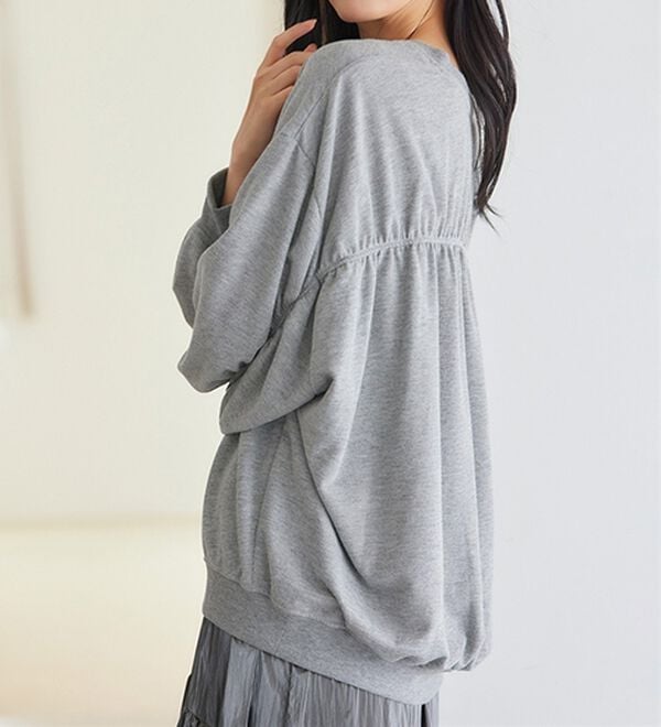 RANAN（ラナン）の「バックギャザーデザインスウェット（カットソー）」｜グレー