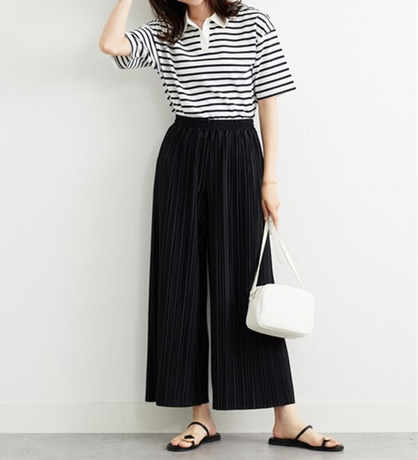 BELLUNA（ベルーナ）の「なめらか素材ゆったりプリーツパンツ（ワイドパンツ・ガウチョ）」｜詳細画像