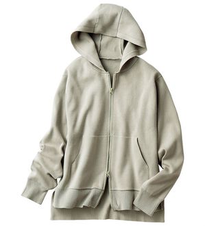 VINNO（ヴィノ）の「軽ハリ！ジップアップニットパーカー（ニット・セーター）」｜詳細画像