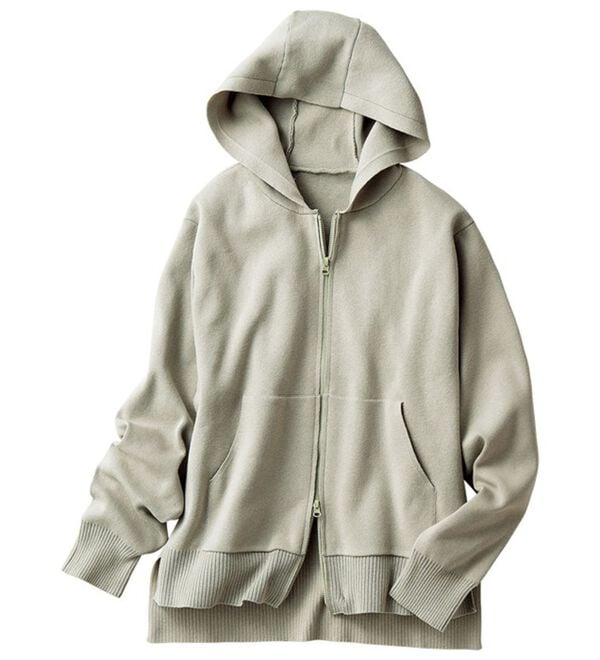 VINNO（ヴィノ）の「軽ハリ！ジップアップニットパーカー（ニット・セーター）」｜詳細画像