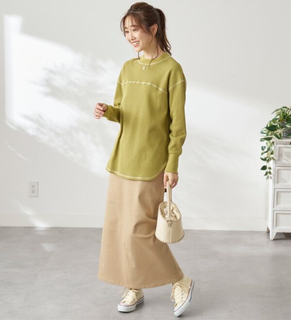 BELLUNA（ベルーナ）の「裏起毛ワッフル素材チュニック（チュニック）」｜詳細画像