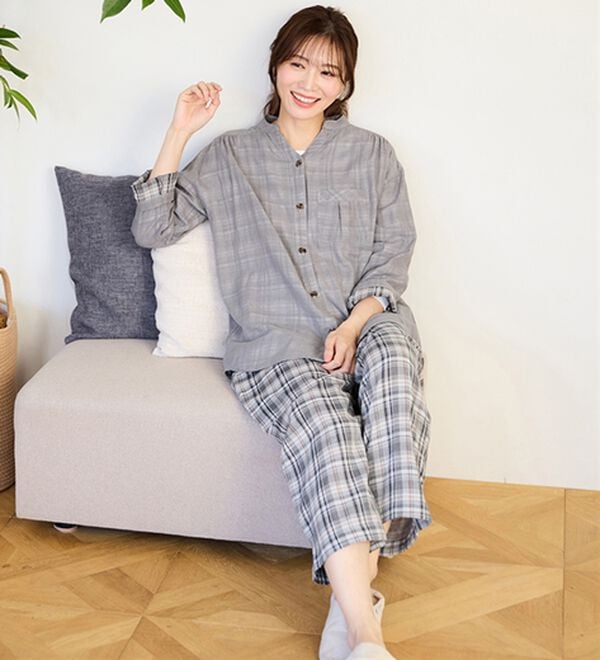 LAVIENNE（ラヴィエンヌ）の「【オーガニックコットン使用】綿１００％Ｗガーゼのルームパジャマ（パジャマ・ルームウェア）」｜詳細画像